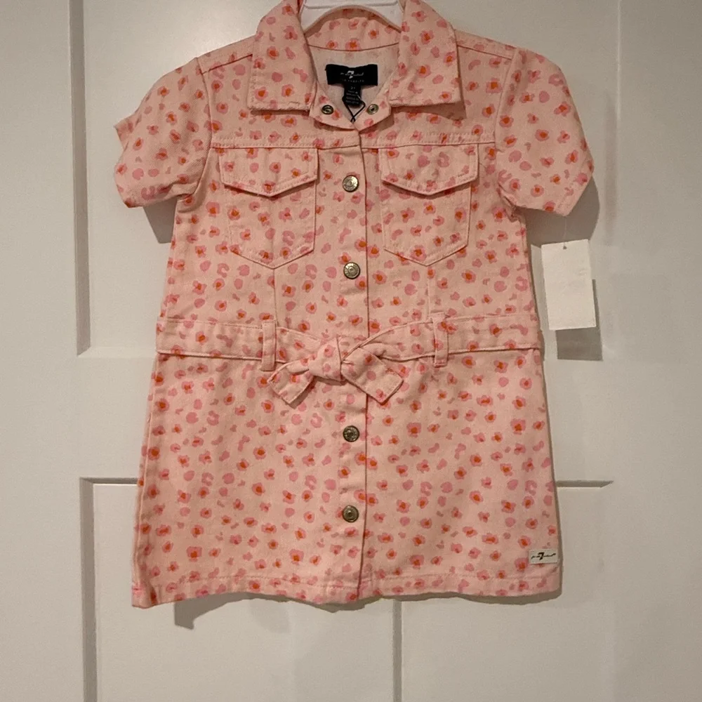 7 For All Mankind Pink Floral Button-Front Dress